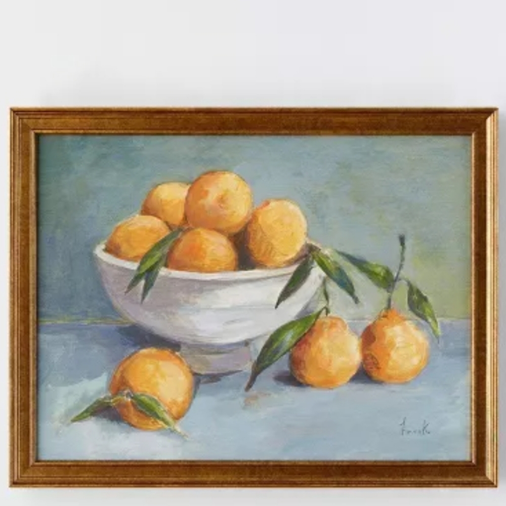 Studio McGee Citrus Harvest Still Life Painting - Bowl of Oranges